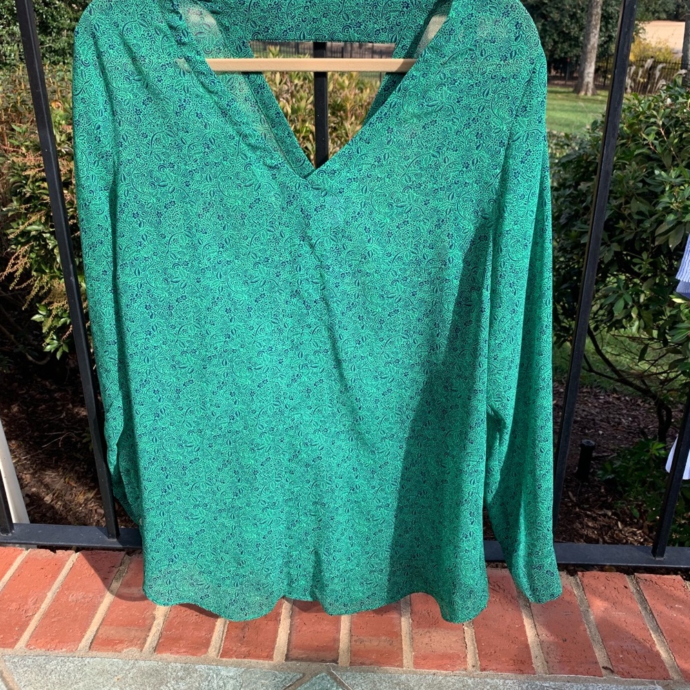 CaBi green printed reversible top tunic L